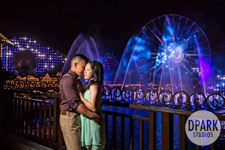 Disney CA Adventure World of Color bride groom date night engagement session